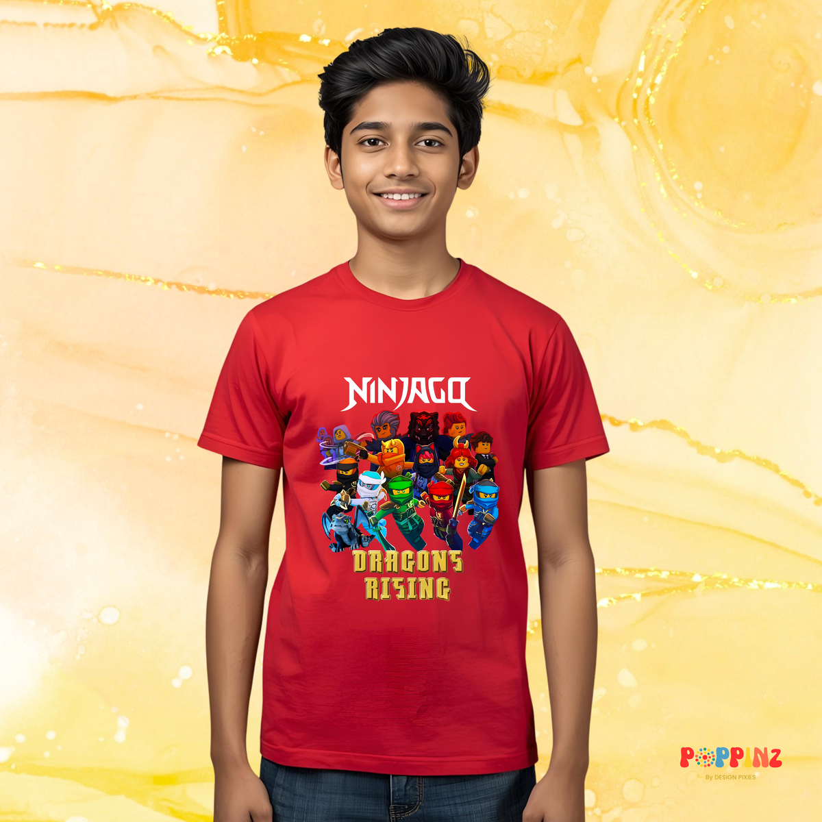 Ninjago Dragons Rising T-shirt - Cotton T-shirt- Red Character Graphic Tee - For Ninjago fans - Men & Women