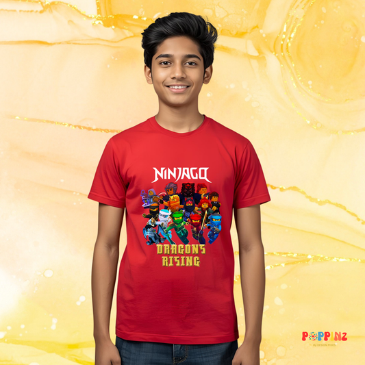 Ninjago Dragons Rising T-shirt - Cotton T-shirt- Red Character Graphic Tee - For Ninjago fans - Men & Women