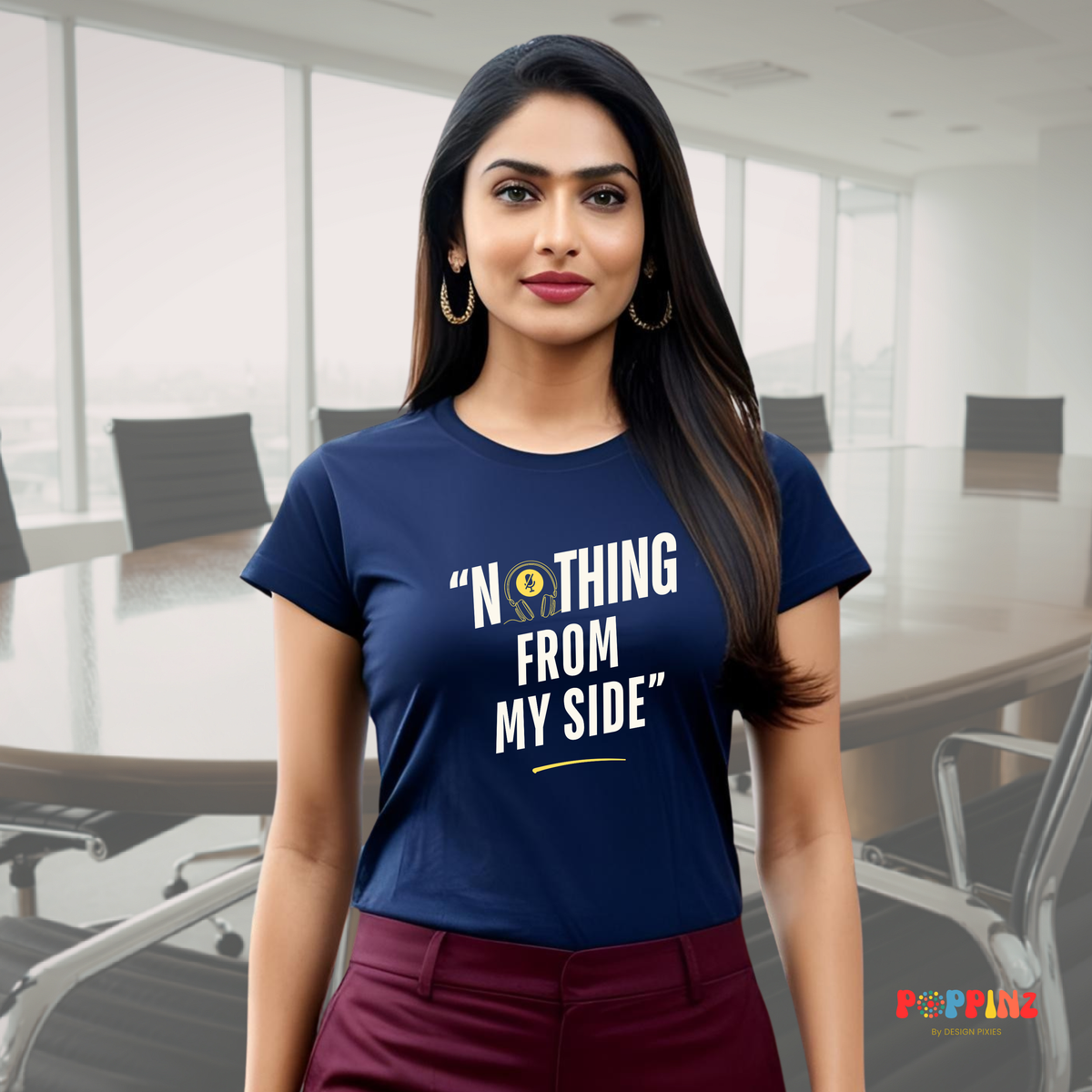 Nothing From My Side T-shirt | A Relatable Business Casual T-shirt | Navy Blue | Men | Women