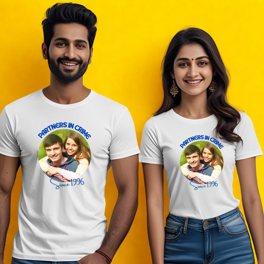 Partners in Crime T-shirt | Personalized | White | Men | Women