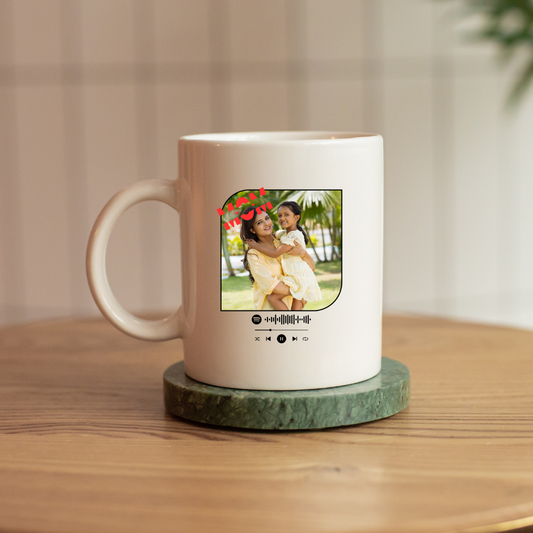 Photo music mug in square frame | Ceramic Mug | White
