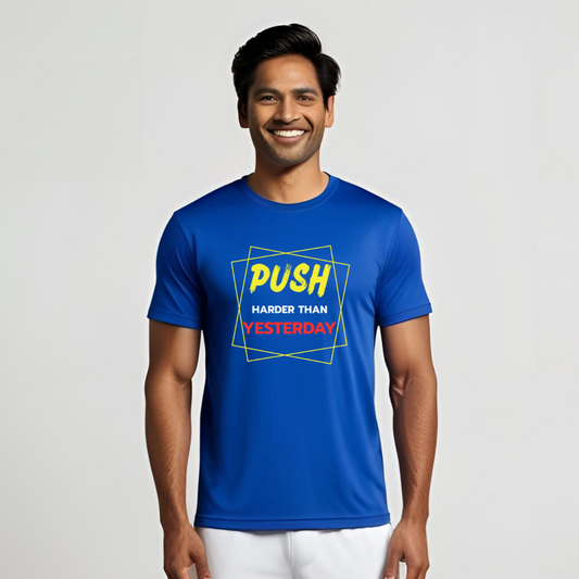 Push | Activewear Polyester Tshirt | Royal Blue | Men | Women