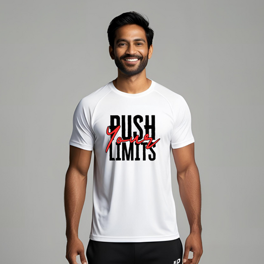 Push your limits | Activewear Polyester Tshirt | White | Men | Women