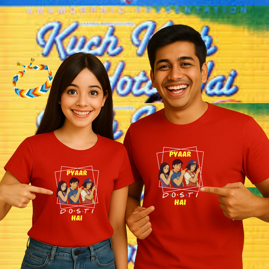 Pyar Dosti Hain | Cotton Tshirt | Red | Men | Women