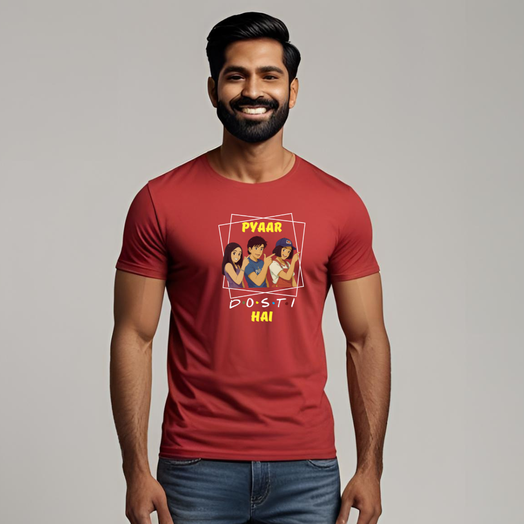 Pyar Dosti Hain | Cotton Tshirt | Red | Men | Women