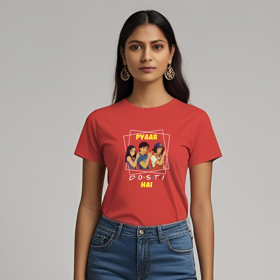Pyar Dosti Hain | Cotton Tshirt | Red | Men | Women