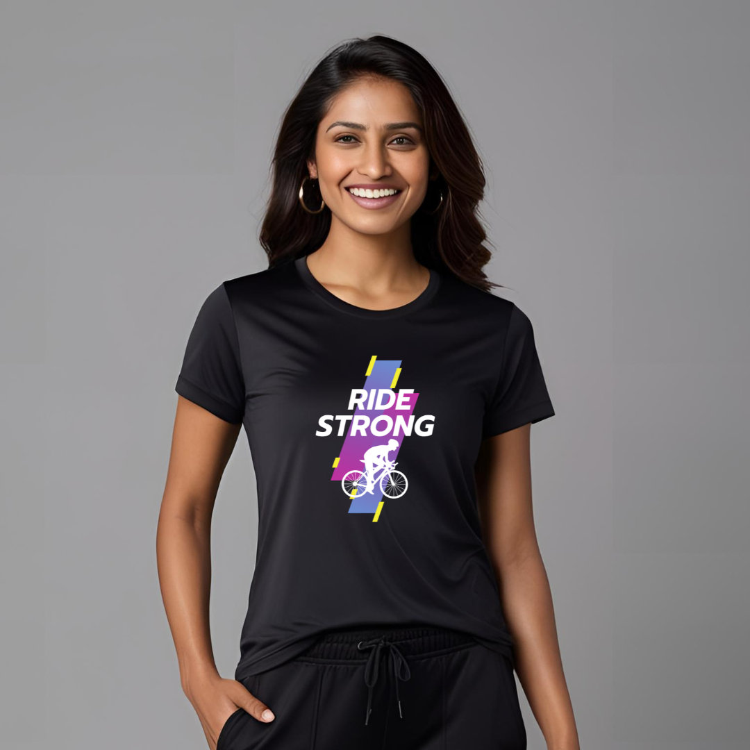 Ride Strong | Activewear Polyester Tshirt | Black | Men | Women