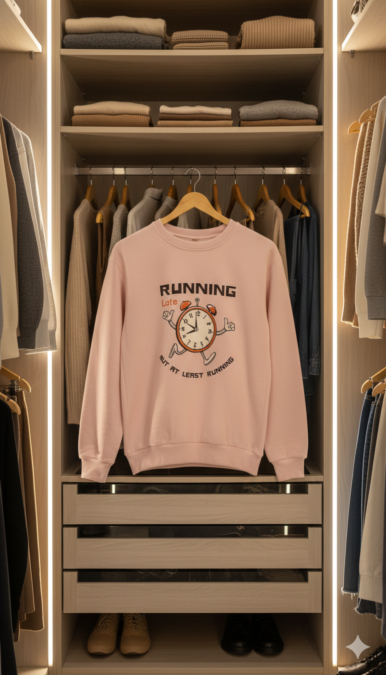 Running Late Cotton Sweatshirt | White | Men | Women