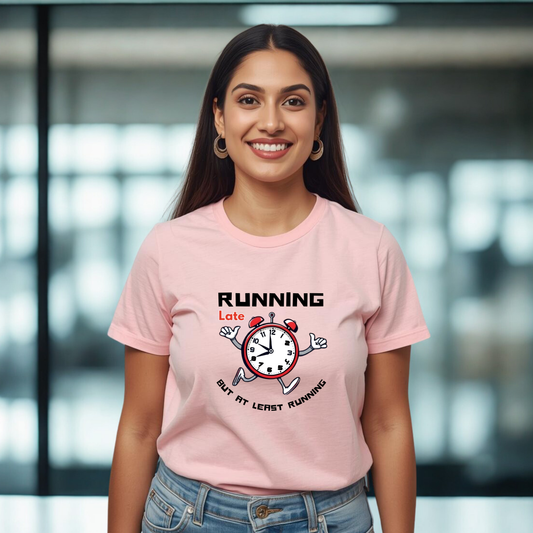 Running Late Cotton Tshirt | Pink | Men | Women