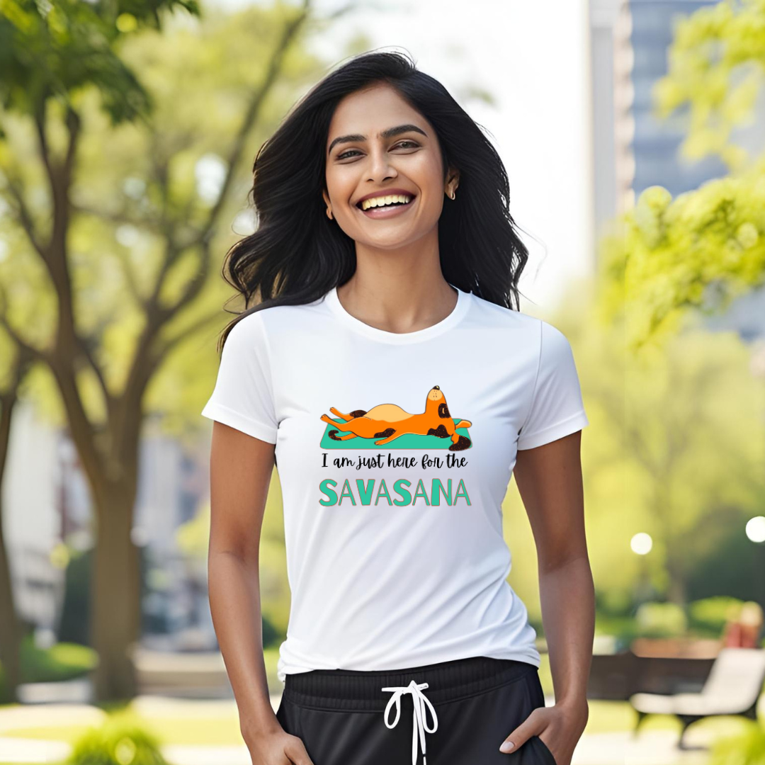 Savasana Activewear Polyester Tshirt | Perfect for Yoga enthusiasts | White | Men | Women