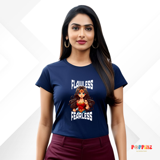 Flawless and Fearless  Cotton Tshirt | Navy Blue | Men | Women