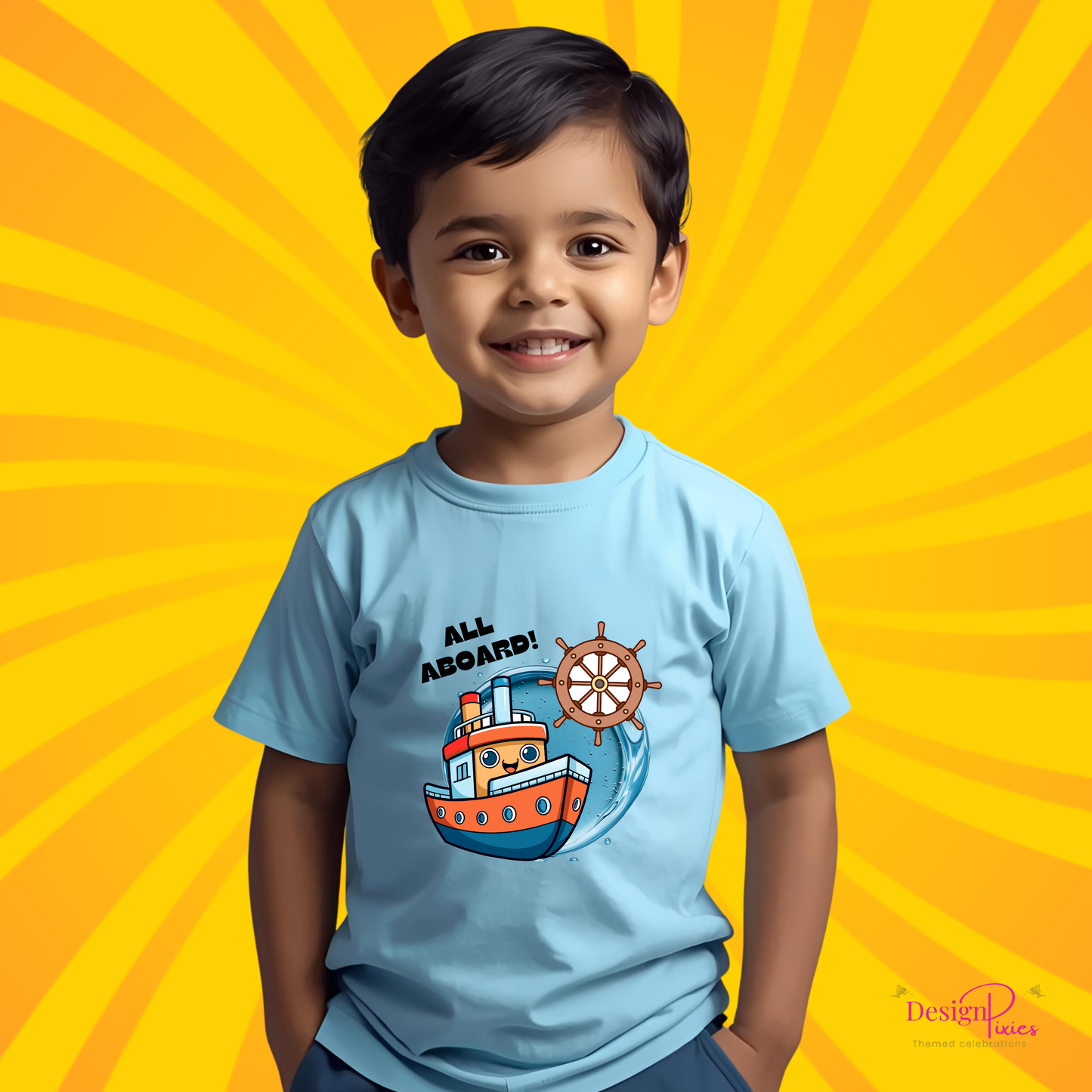 All Aboard Ship T-shirt | Blue| Boys | Girls