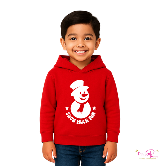 Snowman Glow-in-Dark Hooded Sweatshirt | Red | Kids