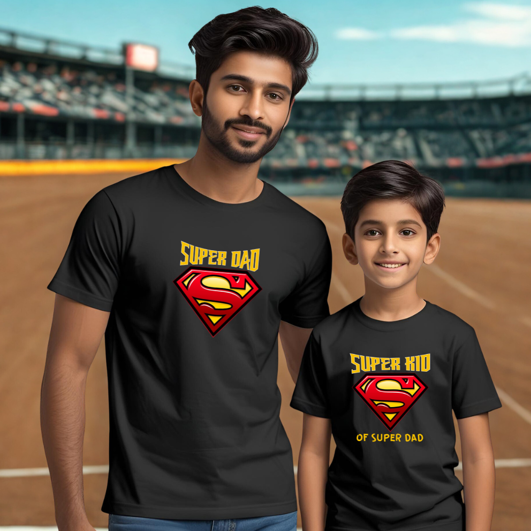 Superdad & SuperKid T-shirt | Black | Men | Women | Kid