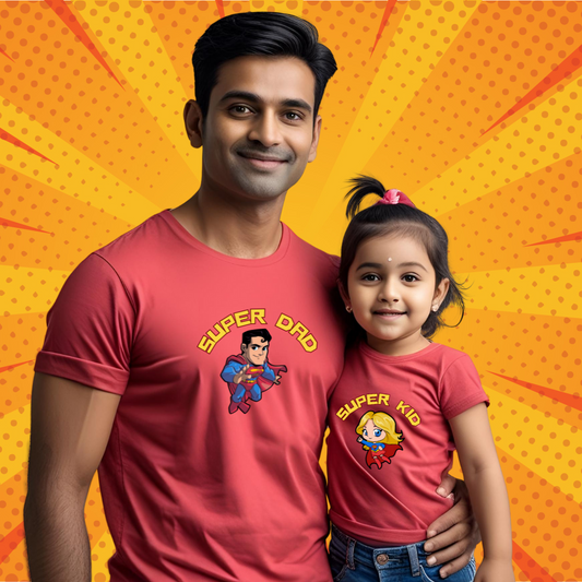Superdad & Superkid T-shirt | Red | Men | Women | Kid