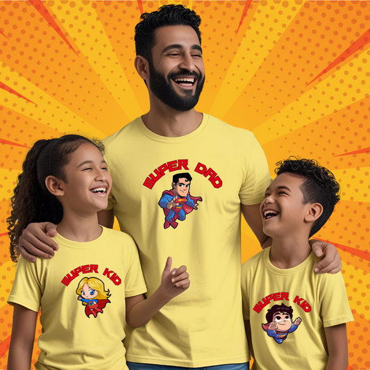 Superdad & Superkid T-shirt | Yellow | Men | Women | Kid