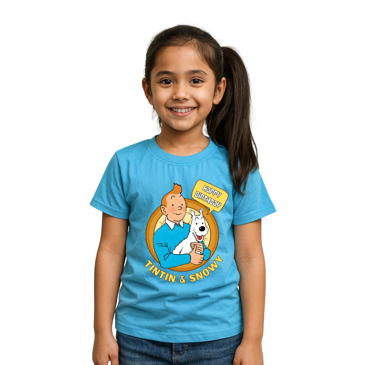 Tintin Happy Birthday T-shirt | Blue | Boys | Girls