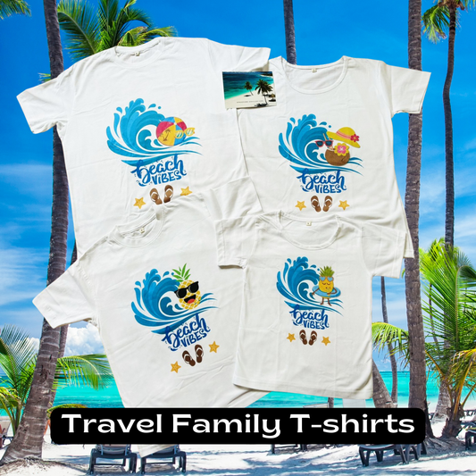 Beach Vibes Family Vacation Tshirts | White | Men | Women | Kids