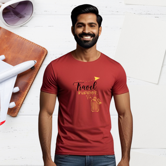 Travel Buddies  | Cotton Tshirt | Red | Men | Women