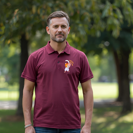 Durga Puja Dhaki themed Polo T-shirt | Maroon | Men