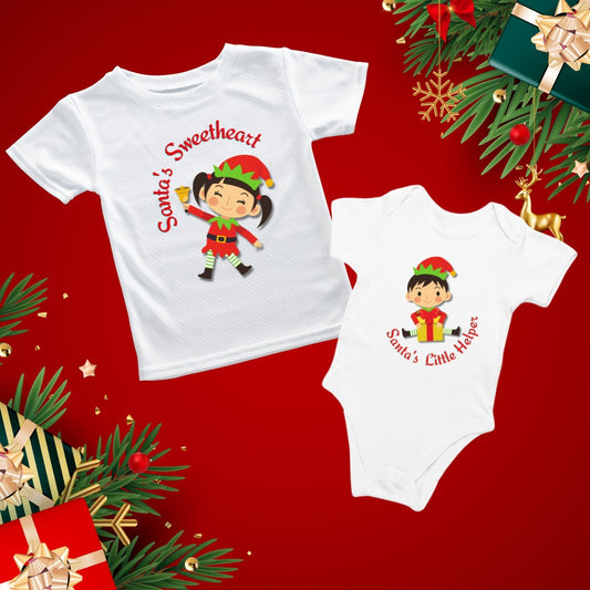 Kids Christmas Twinning T-shirt | Santa's favourite | Red | Boys | Girls | Pack of 2 t-shirts