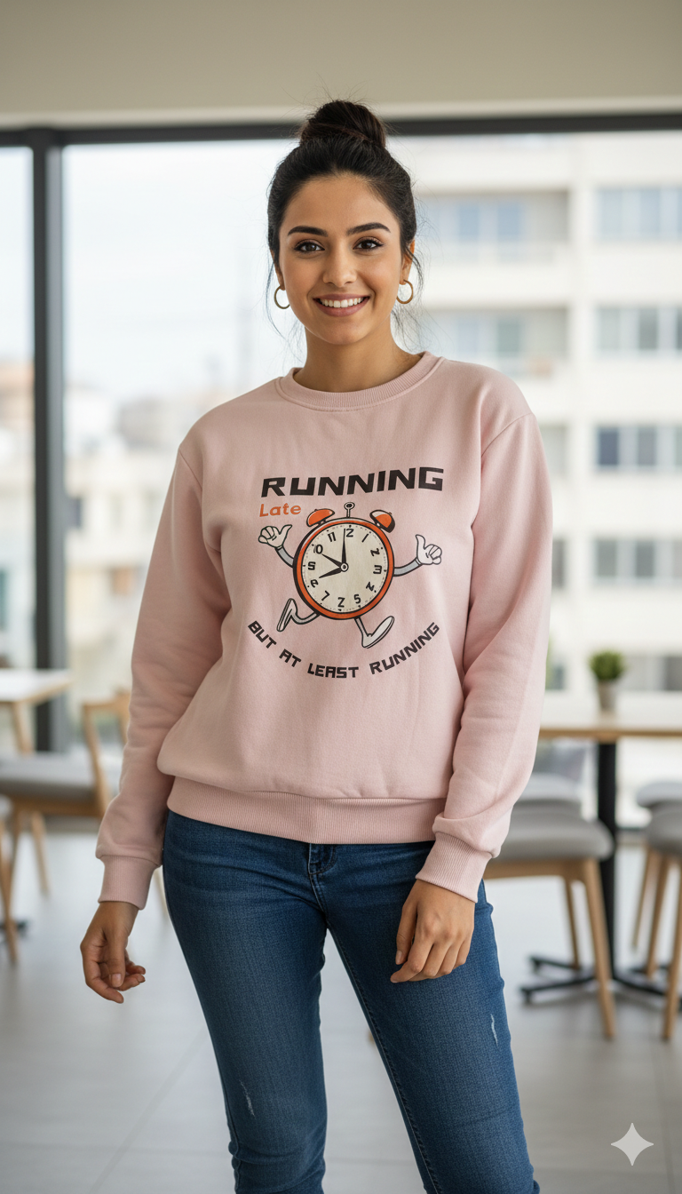 Running Late Cotton Sweatshirt | White | Men | Women