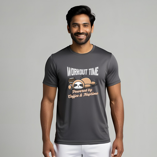 Workout Time | Activewear Polyester Tshirt | Dark Grey | Men | Women