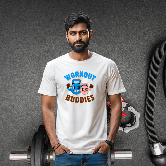 Workout Buddies  | Cotton Tshirt | White | Men | Women