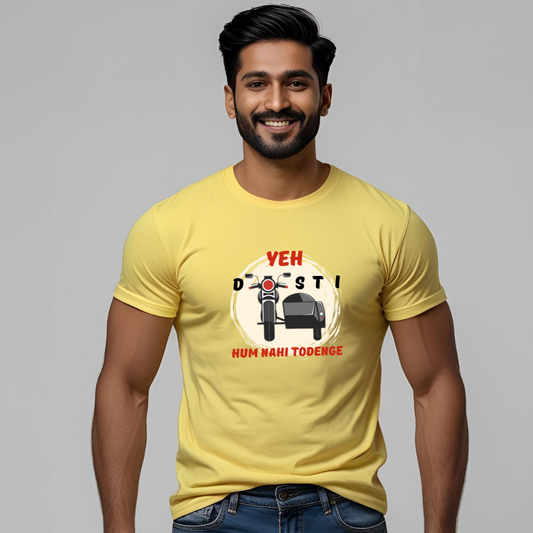 Yeh Dosti Hum Nahi Todenge | Cotton Tshirt | Yellow | Men | Women