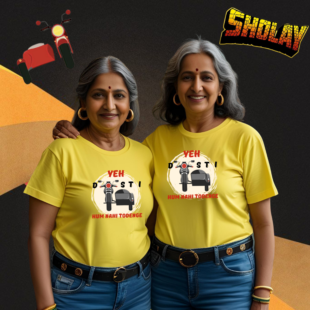 Yeh Dosti Hum Nahi Todenge | Cotton Tshirt | Yellow | Men | Women