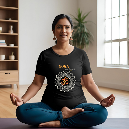Aum in Mandala | Activewear Polyester Tshirt | Black | Men | Women