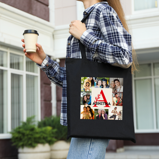 Personalised Pics & Name Tote bag | Black