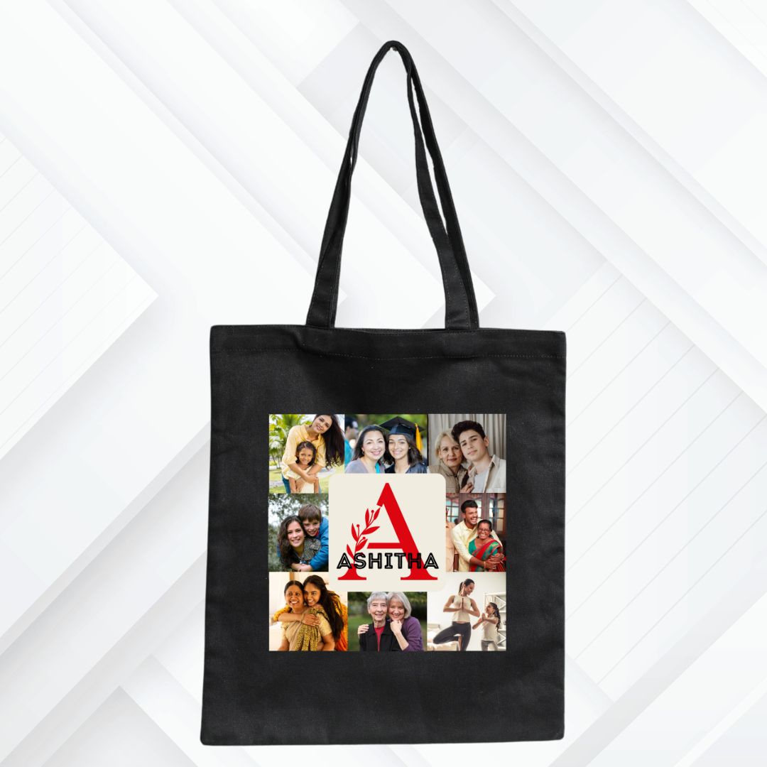 Personalised Pics & Name Tote bag | Black